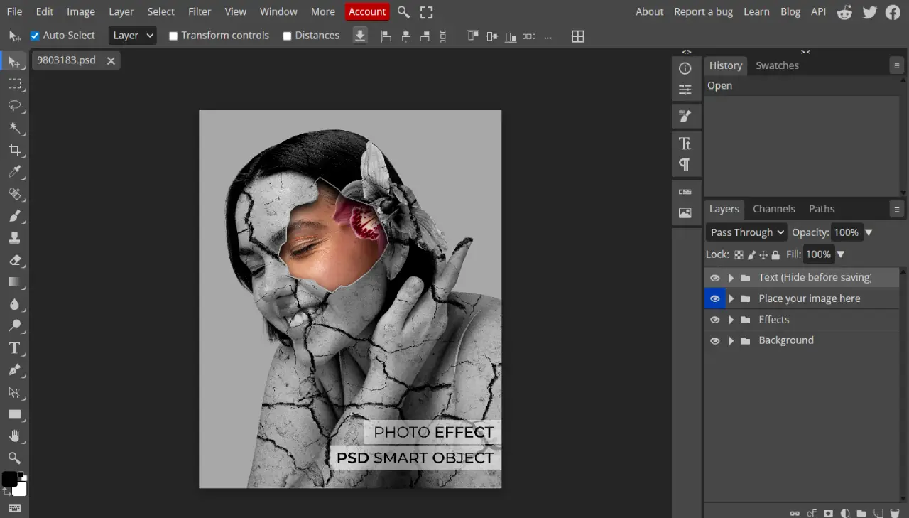 Open & edit PSD files online for free